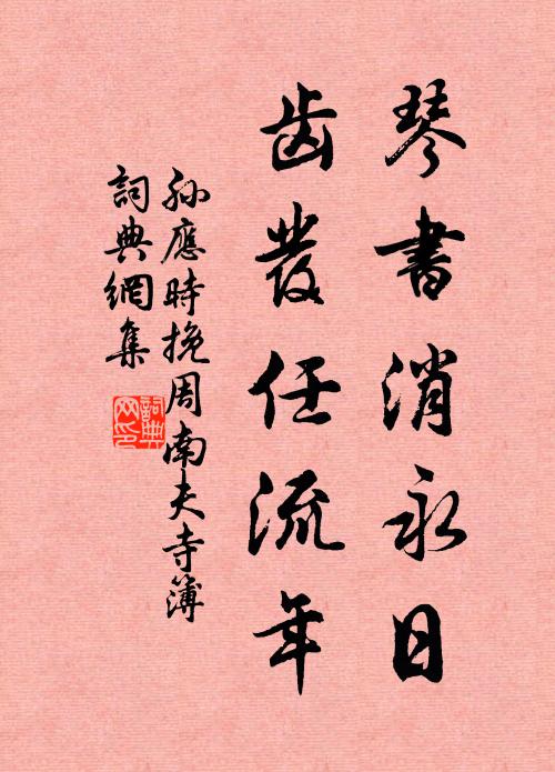 孙应时琴书消永日，齿发任流年书法作品欣赏