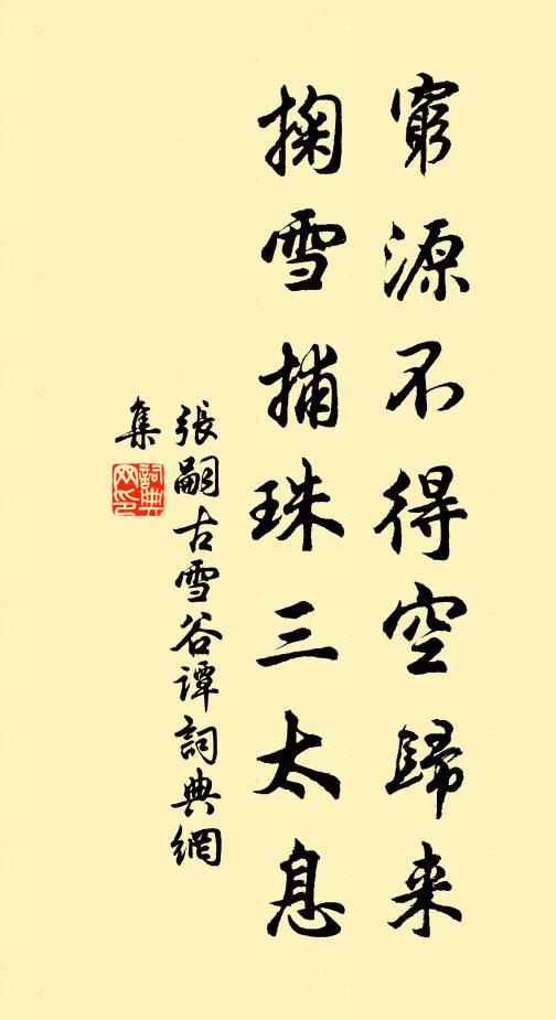 张嗣古穷源不得空归来，掬雪捕珠三太息书法作品欣赏