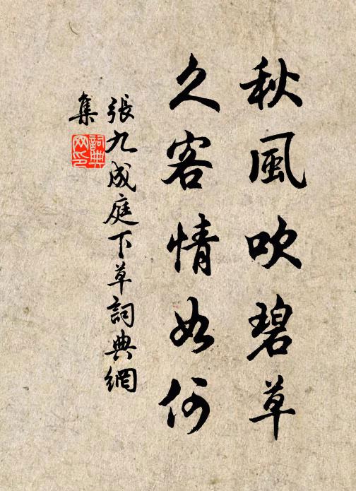 张九成秋风吹碧草，久客情如何书法作品欣赏