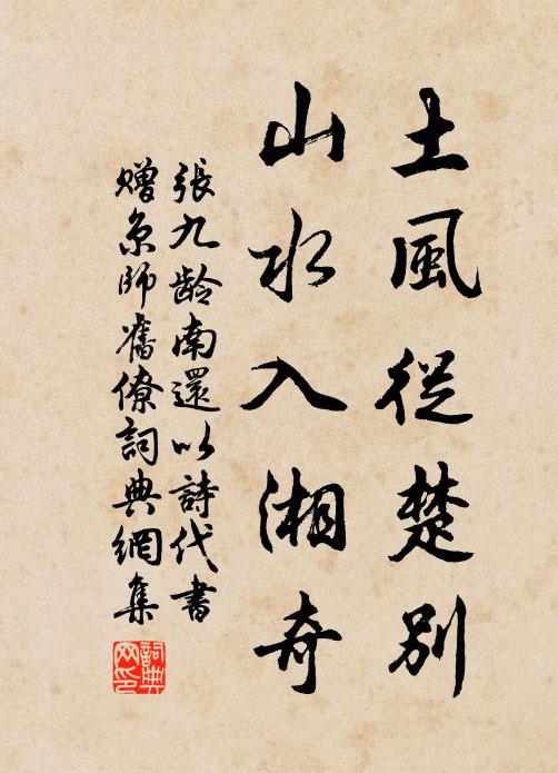 张九龄土风从楚别，山水入湘奇书法作品欣赏