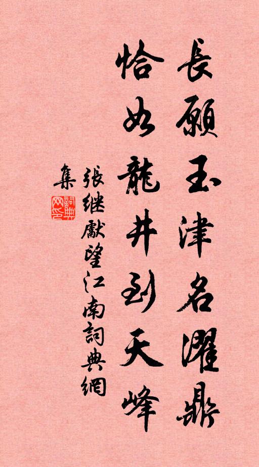张继先长愿玉津名濯鼎，恰如龙井到天峰书法作品欣赏