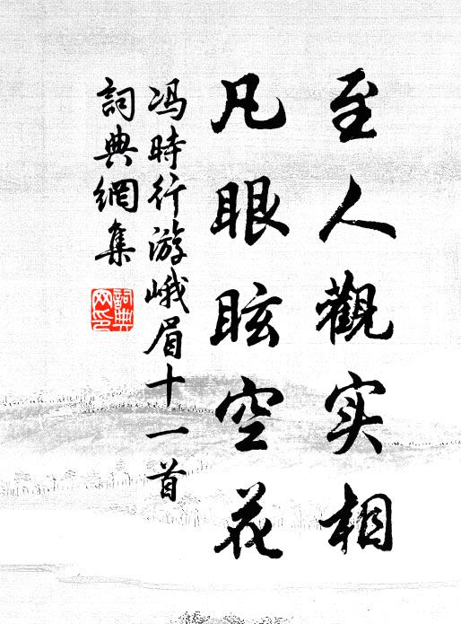 冯时行至人观实相，凡眼眩空花书法作品欣赏