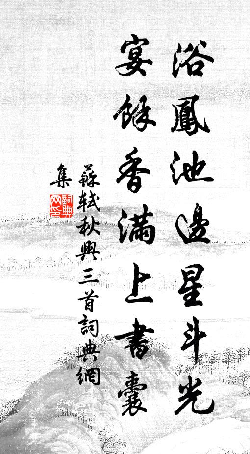 苏轼浴凤池边星斗光，宴余香满上书囊书法作品欣赏