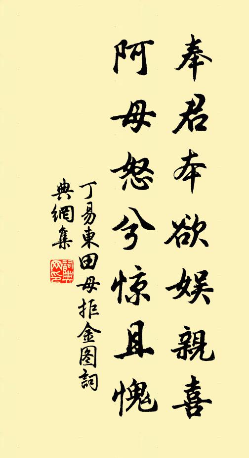 丁易东奉君本欲娱亲喜，阿母怒兮惊且愧书法作品欣赏