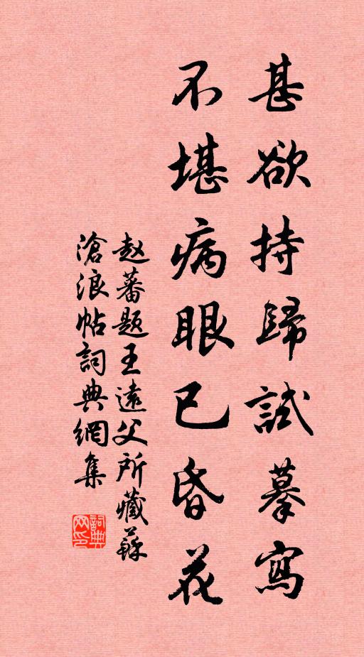 赵蕃甚欲持归试摹写，不堪病眼已昏花书法作品欣赏