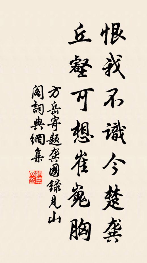 方岳恨我不识今楚龚，丘壑可想崔嵬胸书法作品欣赏