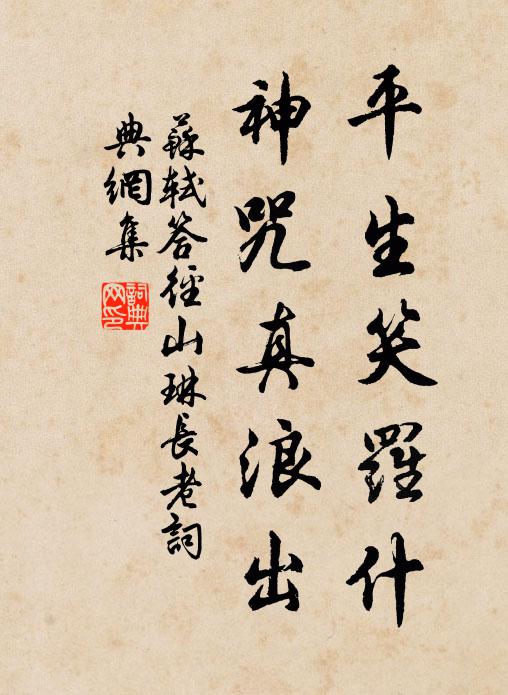 苏轼平生笑罗什，神咒真浪出书法作品欣赏