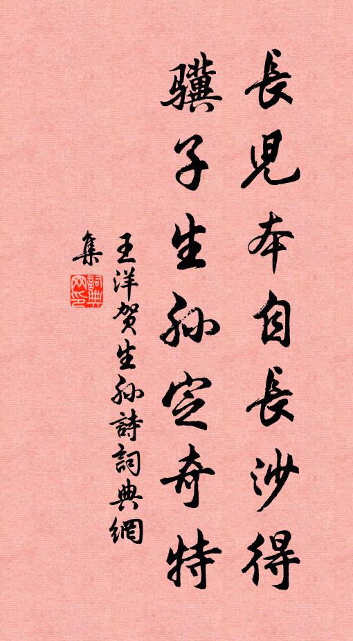 王洋长儿本自长沙得，骥子生孙定奇特书法作品欣赏