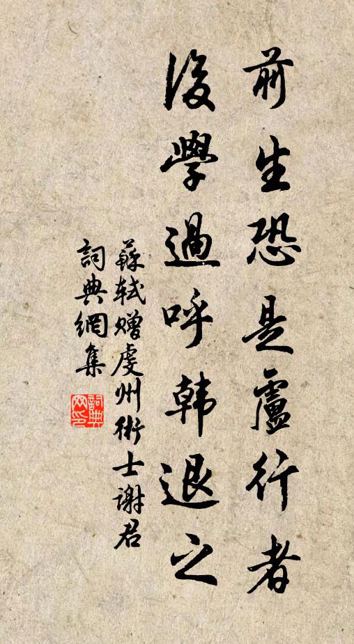苏轼前生恐是卢行者，后学过呼韩退之书法作品欣赏