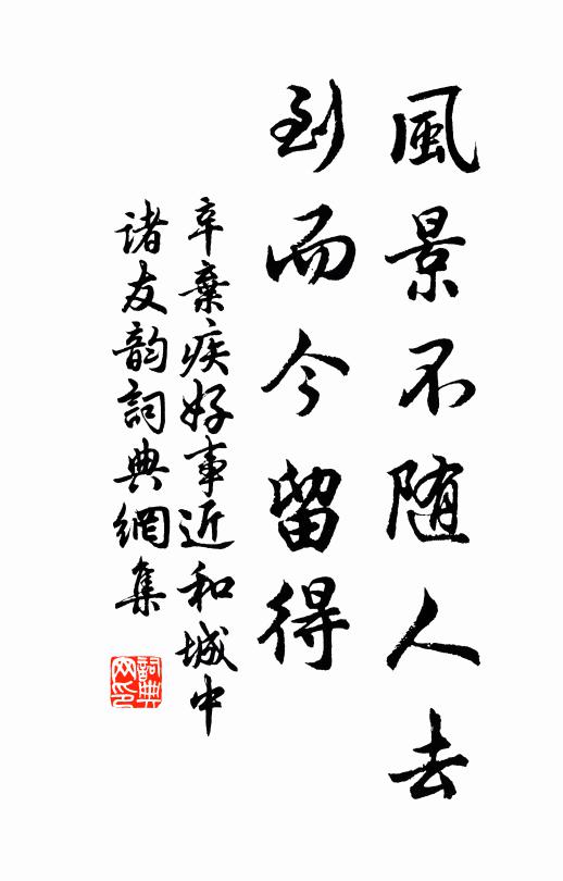 辛弃疾风景不随人去，到而今留得书法作品欣赏