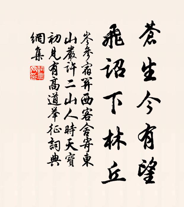 岑参苍生今有望，飞诏下林丘书法作品欣赏