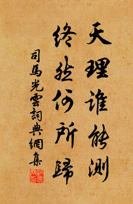 司马光天理谁能测，终然何所归书法作品欣赏
