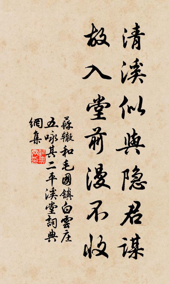苏辙清溪似与隐君谋，故入堂前漫不收书法作品欣赏