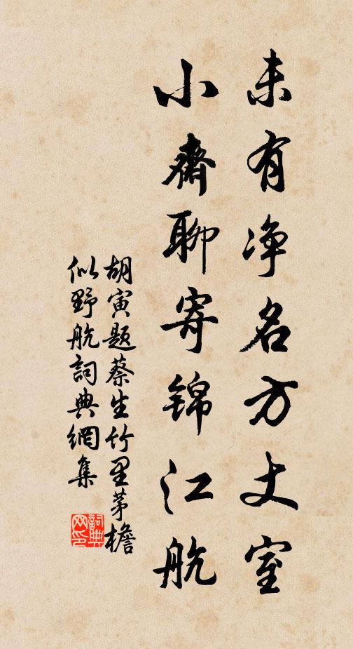 胡寅未有净名方丈室，小斋聊寄锦江航书法作品欣赏