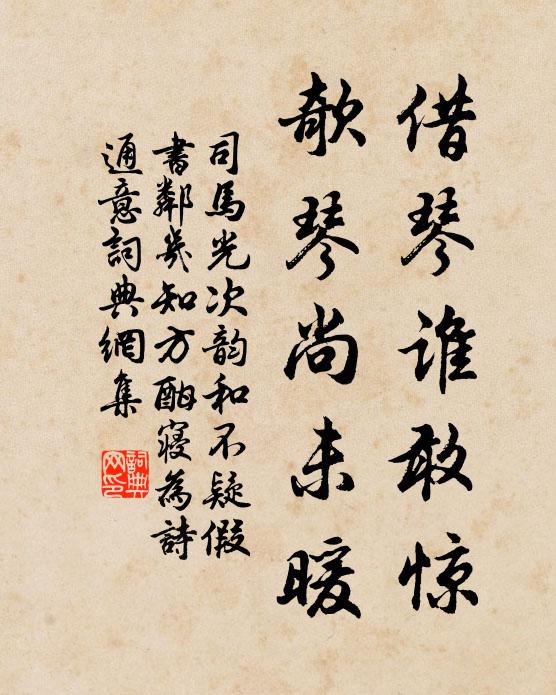 司马光借琴谁敢惊，欹琴尚未暖书法作品欣赏