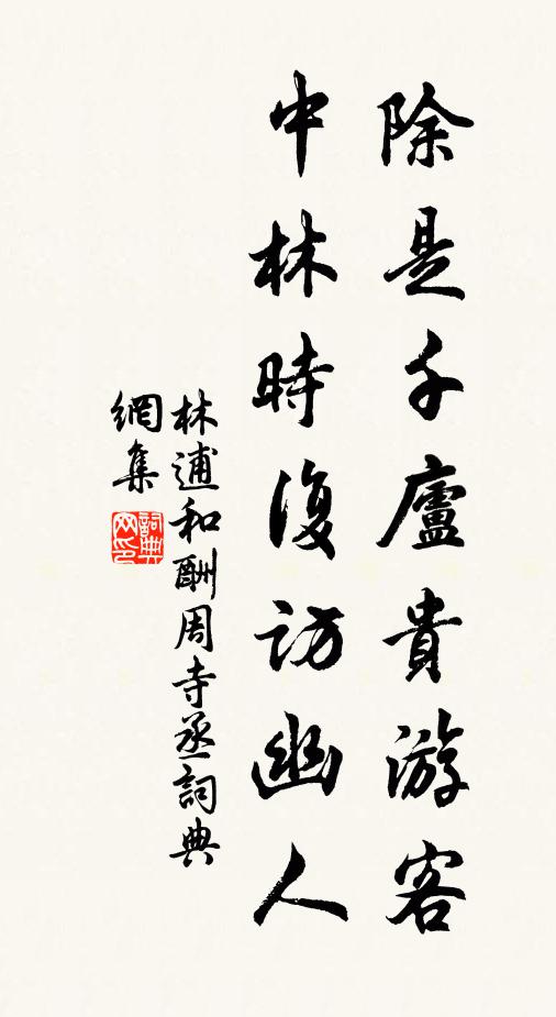林逋除是千庐贵游客，中林时复访幽人书法作品欣赏
