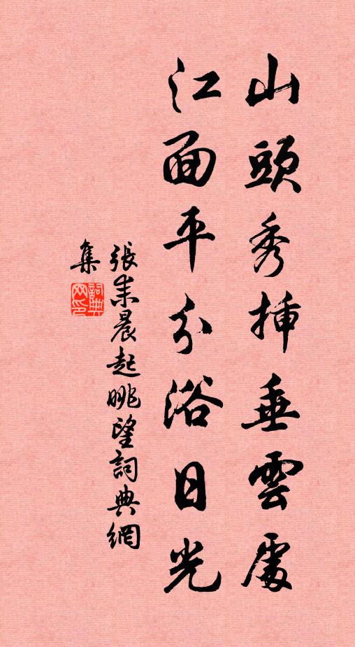 张耒山头秀插垂云处，江面平分浴日光书法作品欣赏