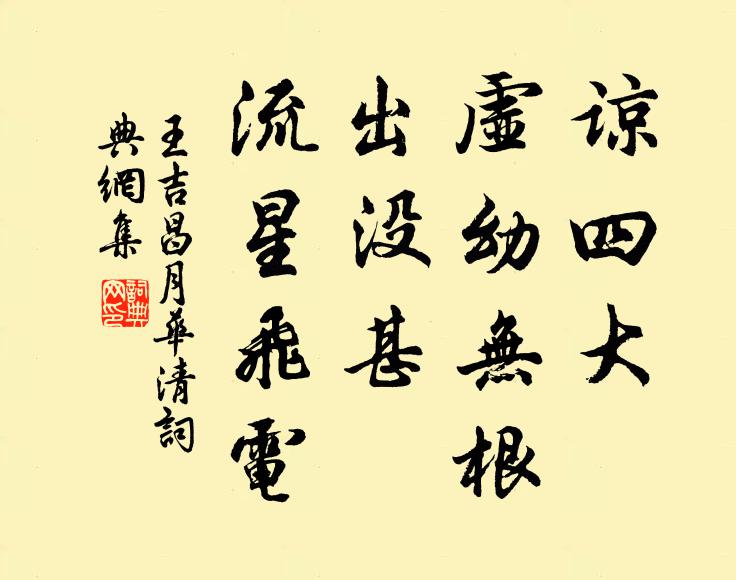 王吉昌谅四大、虚幼无根，出没甚、流星飞电书法作品欣赏