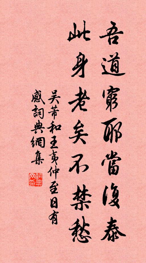 吴芾吾道穷耶当复泰，此身老矣不禁愁书法作品欣赏