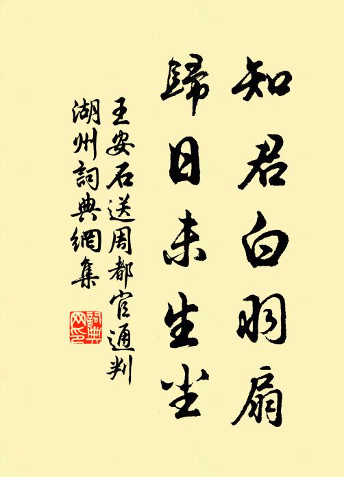 王安石知君白羽扇，归日未生尘书法作品欣赏