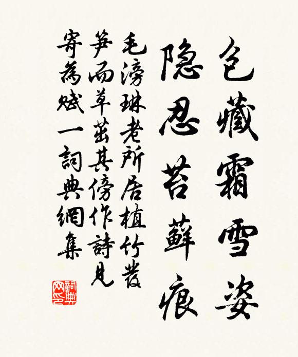 毛滂包藏霜雪姿，隐忍苔藓痕书法作品欣赏