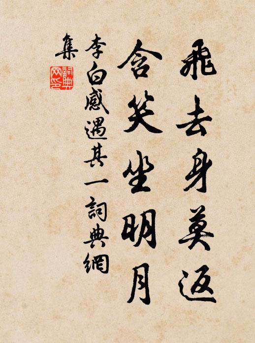 李白飞去身莫返，含笑坐明月书法作品欣赏