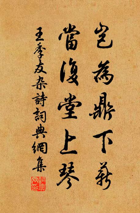 王季友岂为鼎下薪，当复堂上琴书法作品欣赏
