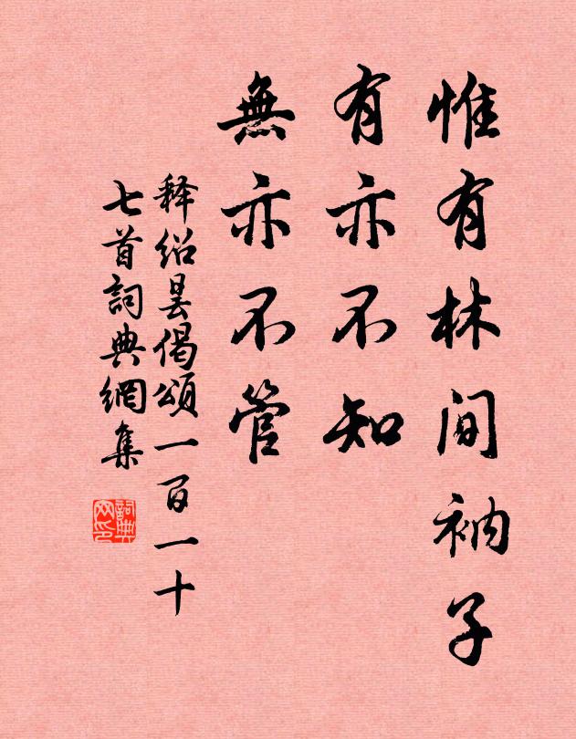 释绍昙惟有林间衲子，有亦不知，无亦不管书法作品欣赏