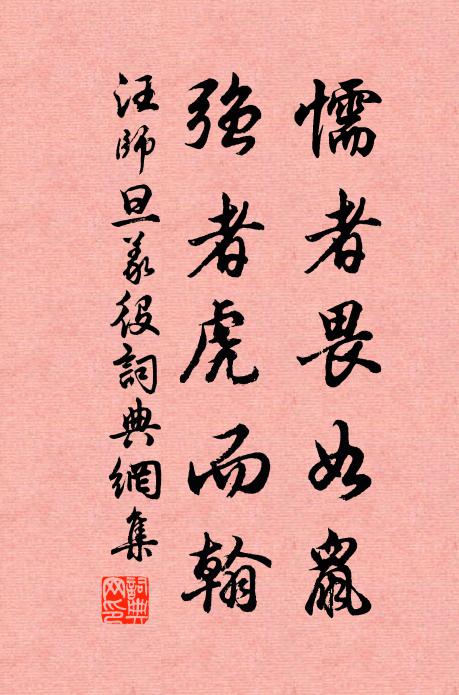 汪师旦懦者畏如鼠,强者虎而翰书法作品欣赏