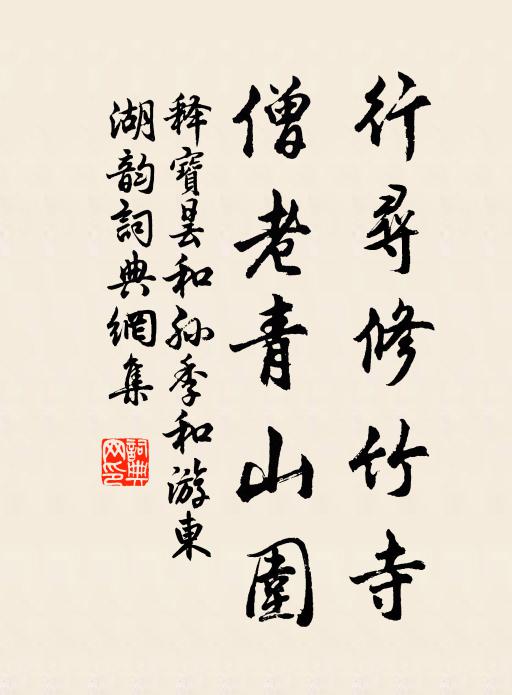 释宝昙行寻修竹寺，僧老青山围书法作品欣赏