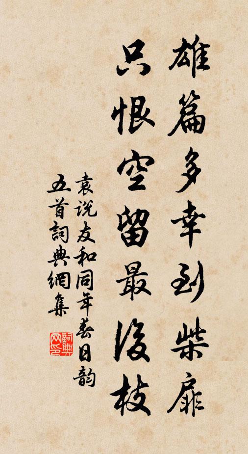 袁说友雄篇多幸到柴扉，只恨空留最后枝书法作品欣赏