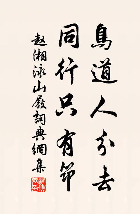 赵湘鸟道人分去，同行只有筇书法作品欣赏