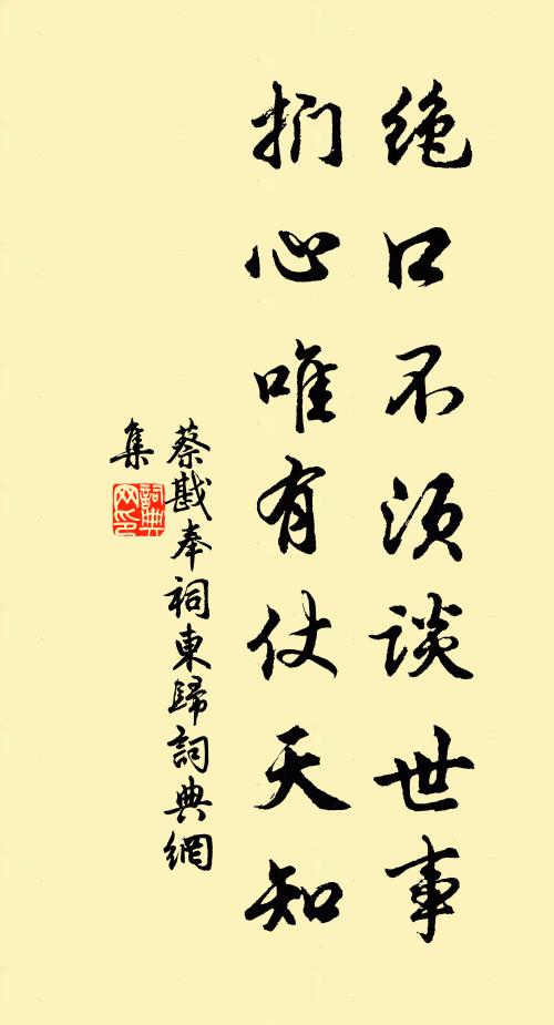 蔡戡绝口不须谈世事，扪心唯有仗天知书法作品欣赏