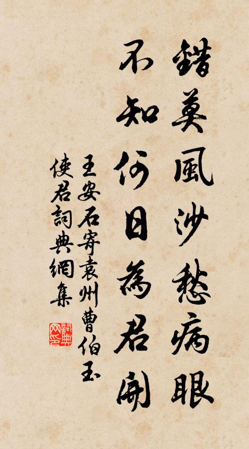王安石错莫风沙愁病眼，不知何日为君开书法作品欣赏