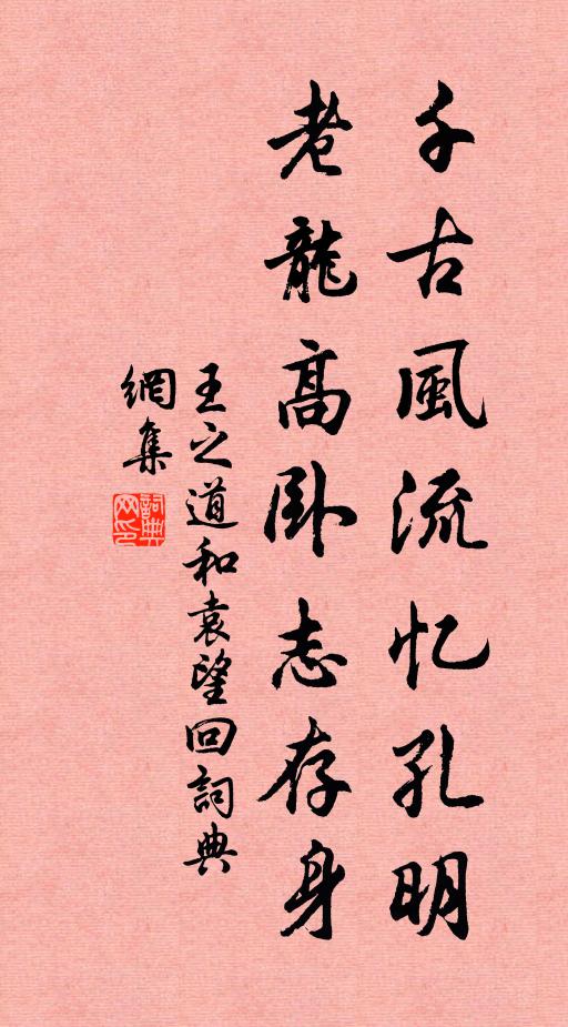 王之道千古风流忆孔明，老龙高卧志存身书法作品欣赏