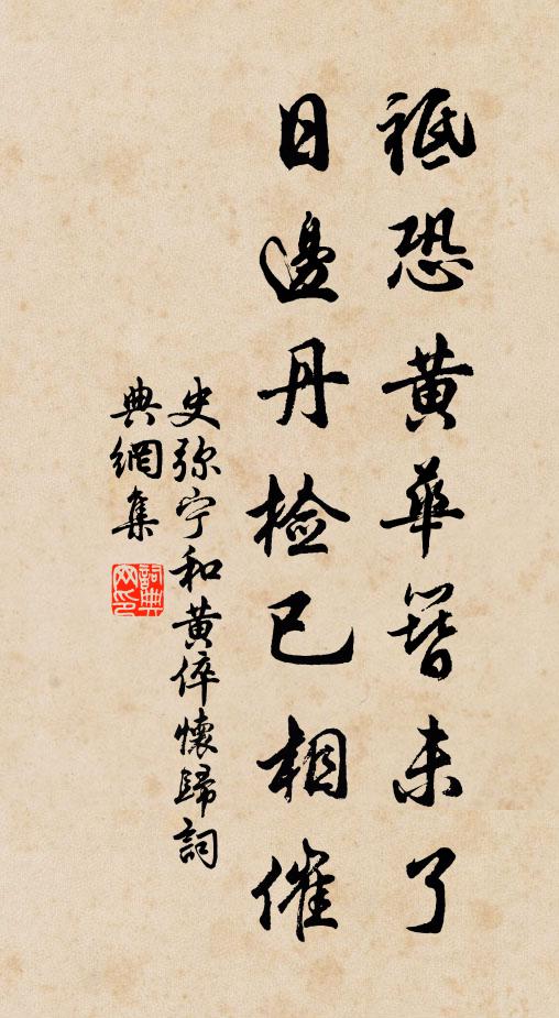 史弥宁祗恐黄华簪未了，日边丹检已相催书法作品欣赏