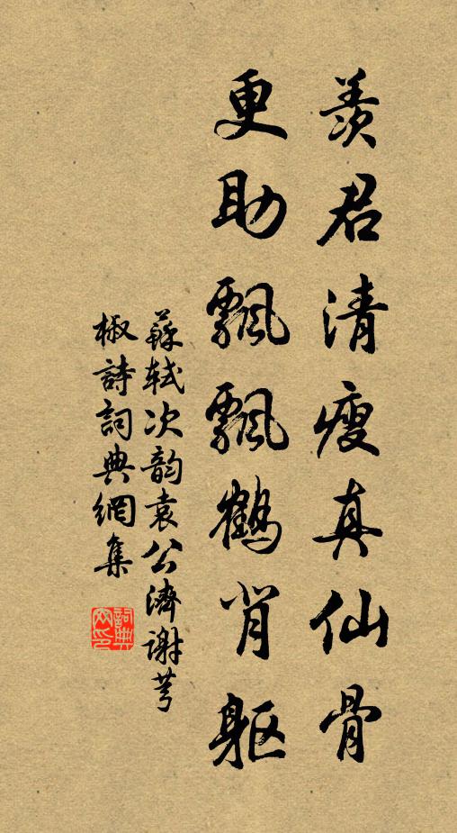苏轼羡君清瘦真仙骨，更助飘飘鹤背躯书法作品欣赏