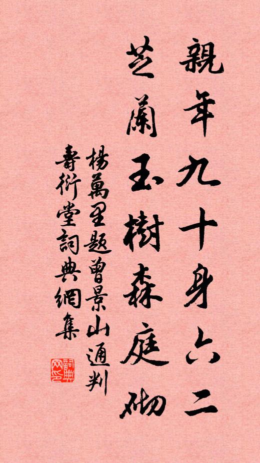 杨万里亲年九十身六二，芝兰玉树森庭砌书法作品欣赏
