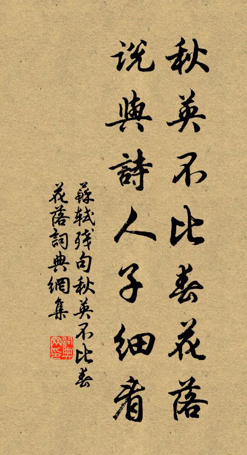 苏轼秋英不比春花落，说与诗人子细看。书法作品欣赏
