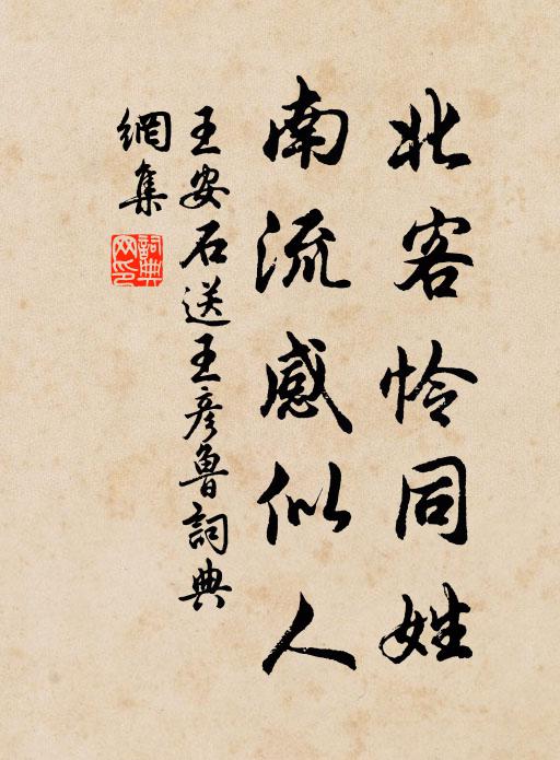 王安石北客怜同姓，南流感似人书法作品欣赏