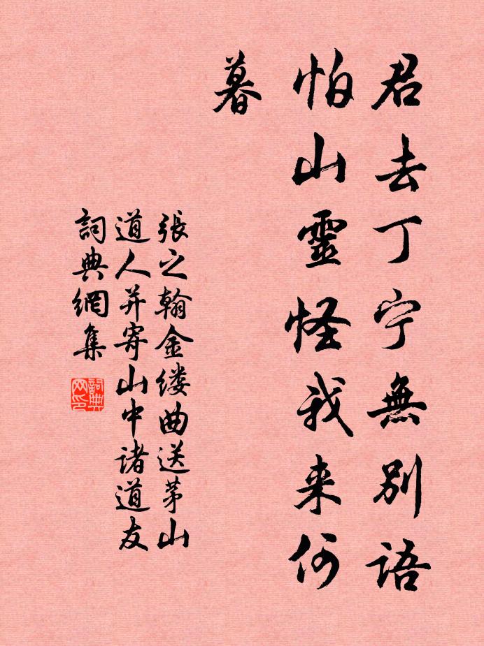 张之翰君去丁宁无别语，怕山灵怪我来何暮书法作品欣赏