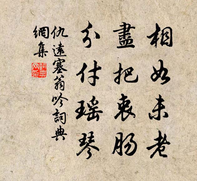 仇远相如未老，尽把衷肠，分付瑶琴书法作品欣赏