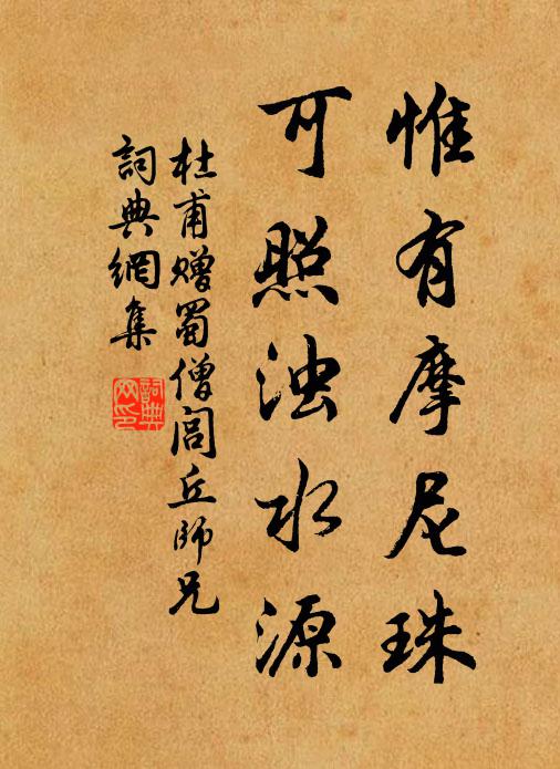 杜甫惟有摩尼珠，可照浊水源书法作品欣赏