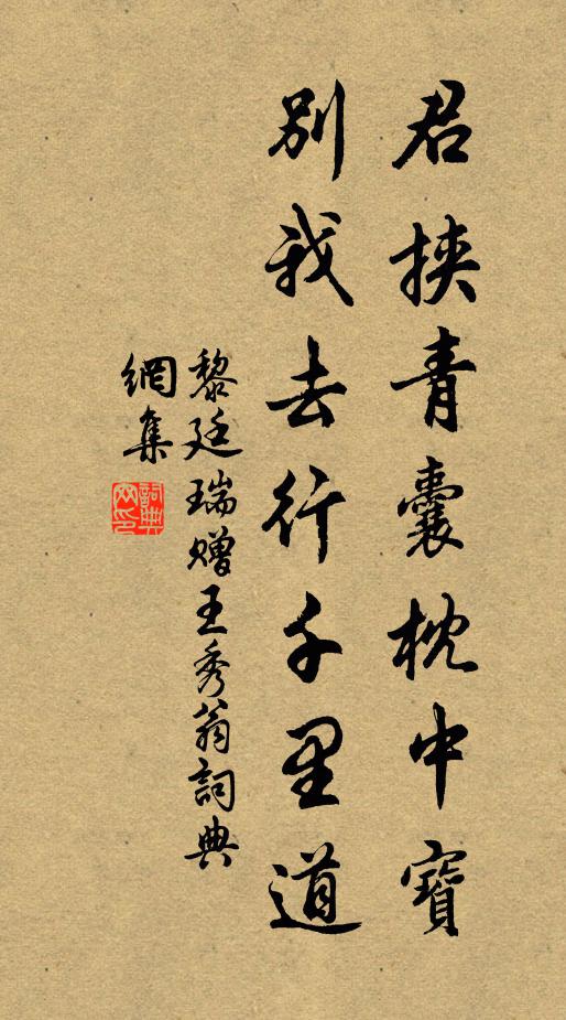 黎廷瑞君挟青囊枕中宝，别我去行千里道书法作品欣赏