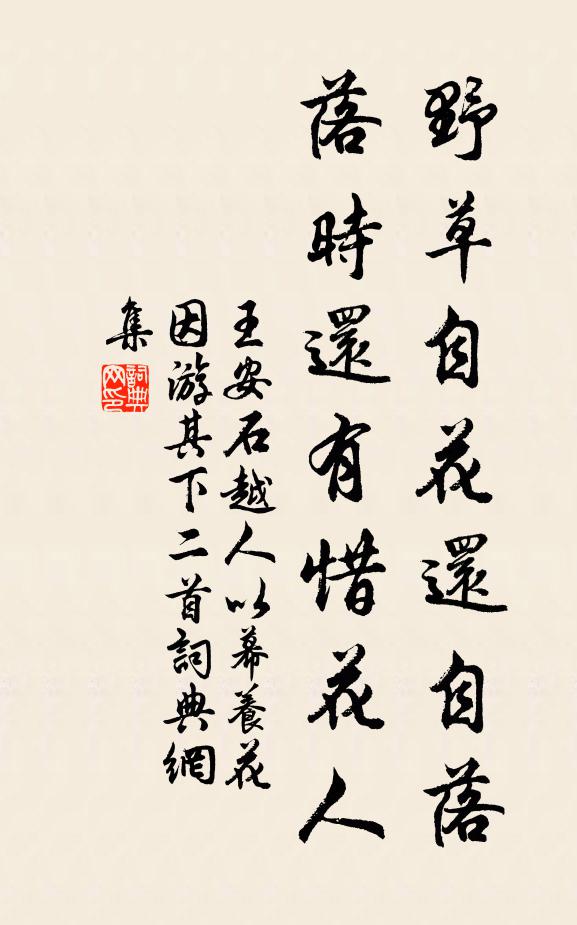 王安石野草自花还自落，落时还有惜花人书法作品欣赏