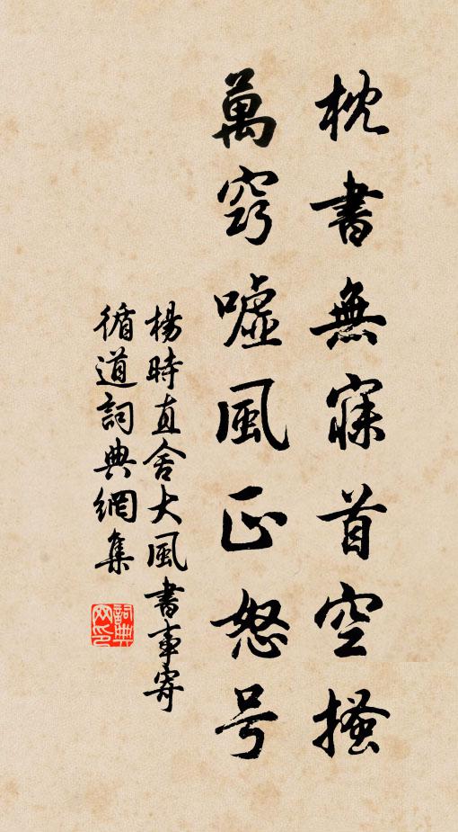 杨时枕书无寐首空搔，万窍嘘风正怒号书法作品欣赏