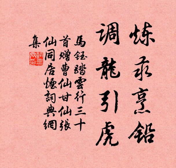 马钰炼汞烹铅，调龙引虎书法作品欣赏