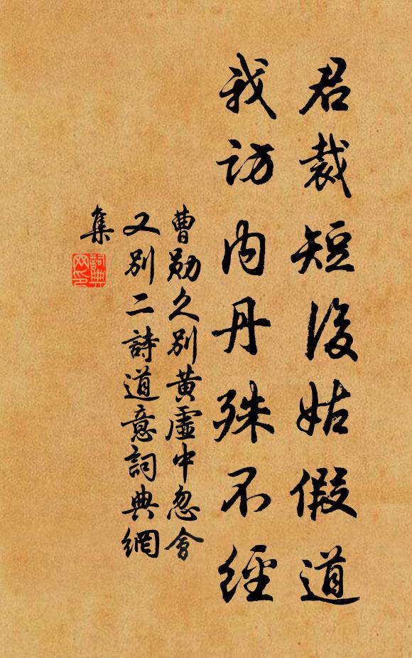曹勋君裁短后姑假道，我访内丹殊不经书法作品欣赏