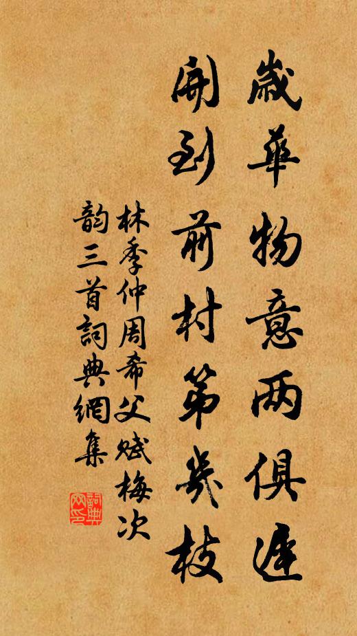 林季仲岁华物意两俱迟，开到前村第几枝书法作品欣赏