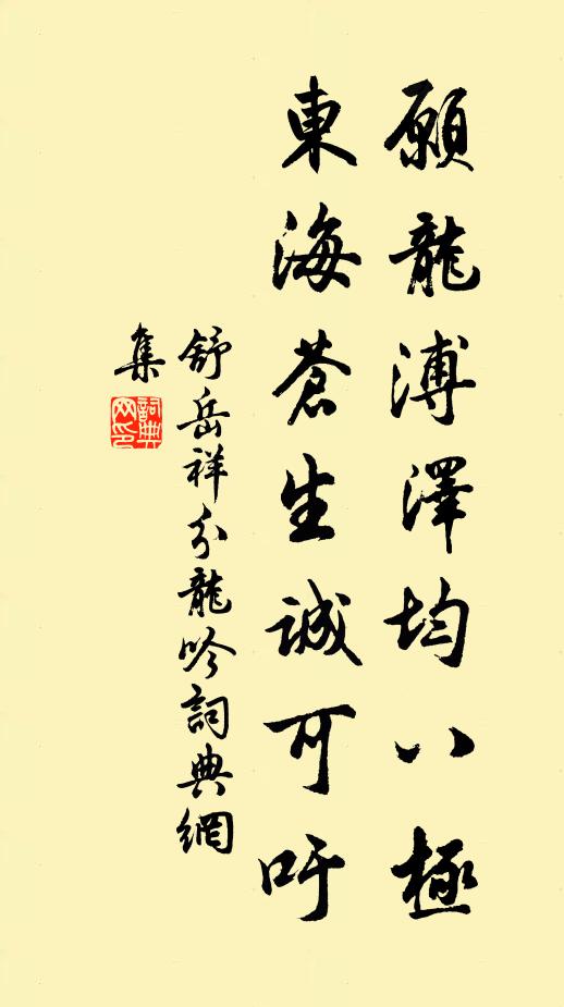 舒岳祥愿龙溥泽均八极，东海苍生诚可吁书法作品欣赏